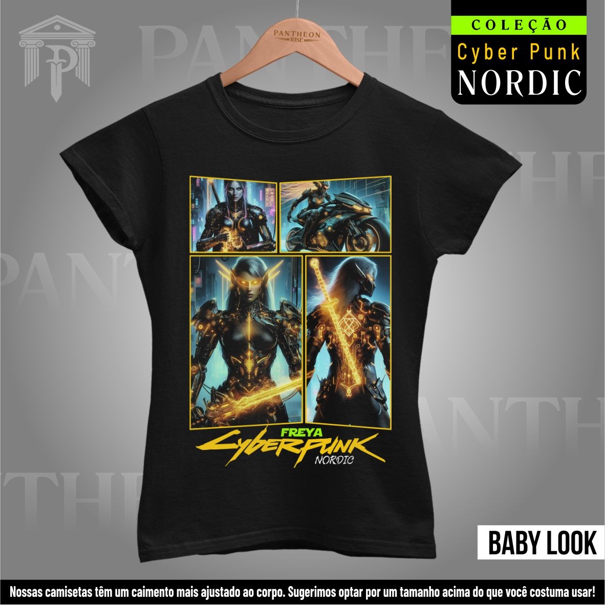 Nome do produto: Baby Look - Panteão Cyberpunk (Freya)