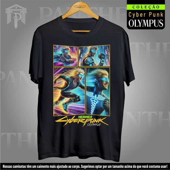 Camiseta Unissex - Panteão Cyberpunk (Hermes)
