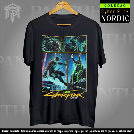 Camiseta Unissex - Panteão Cyberpunk (Loki)