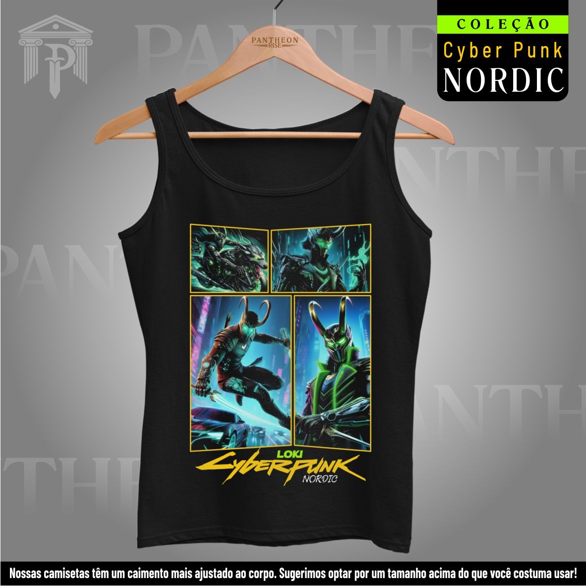 Nome do produto: Regata - Panteão Cyberpunk (Loki)