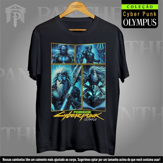 Camiseta Unissex - Panteão Cyberpunk (Poseidon)