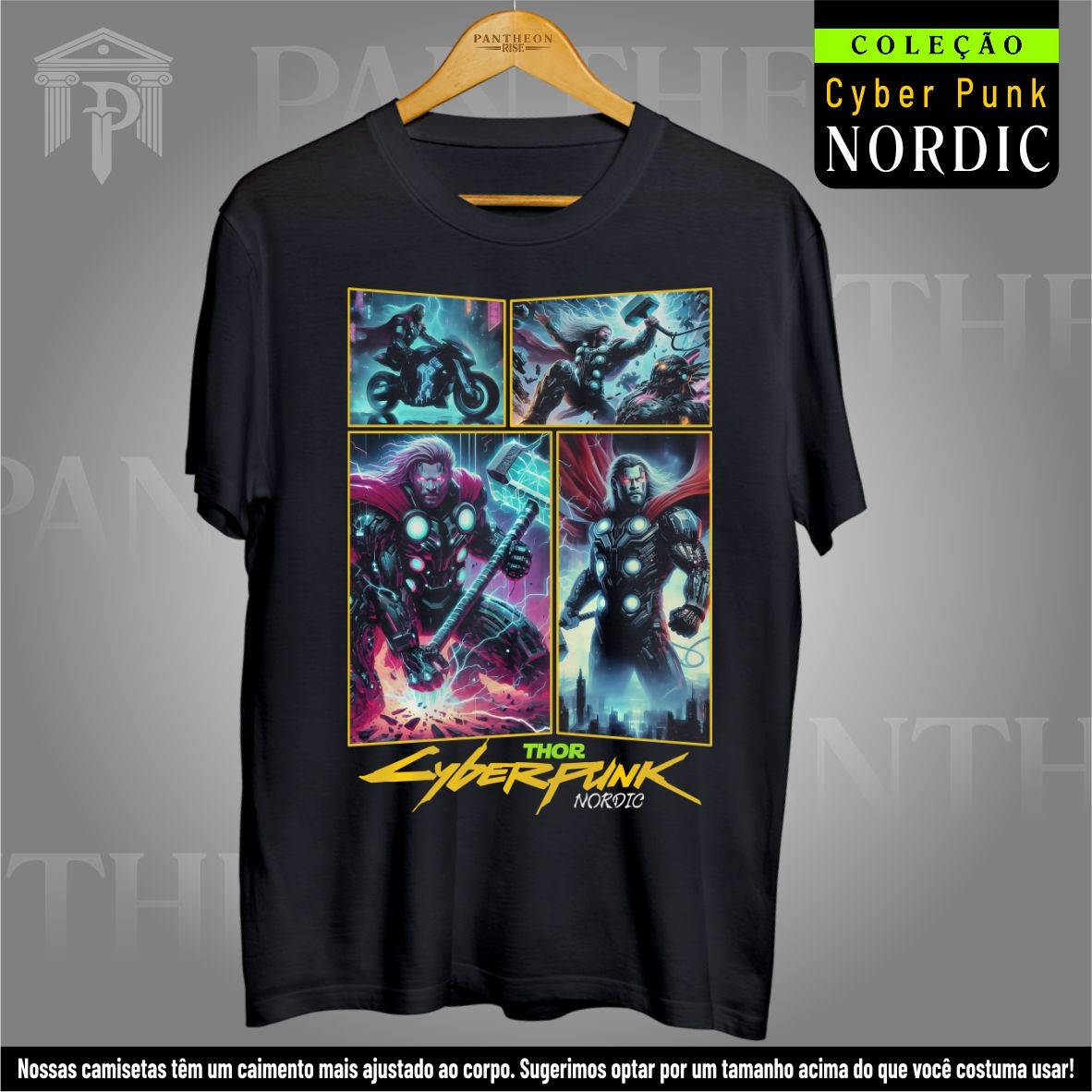 Nome do produto: Camiseta Unissex - Panteão Cyberpunk (Thor)