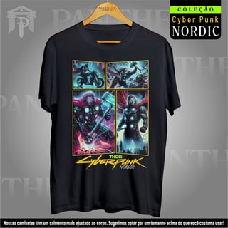 Camiseta Unissex - Panteão Cyberpunk (Thor)