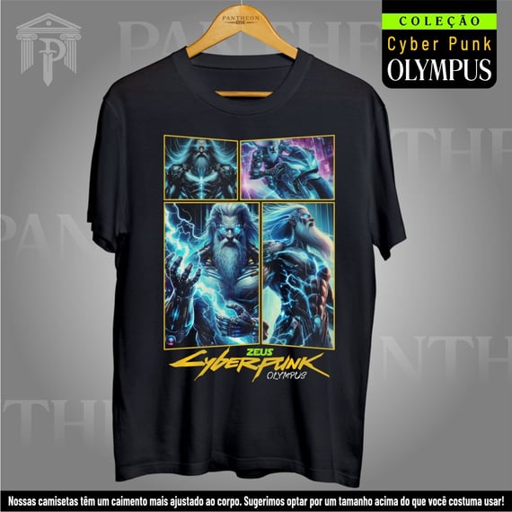 Camiseta Unissex - Panteão Cyberpunk (Zeus)