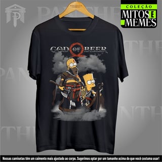 Camiseta Unissex - God of Beer (Homer e Bart)