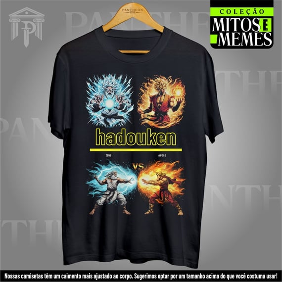 Camiseta Unissex - Zeus e Apolo mandando um Hadouken!