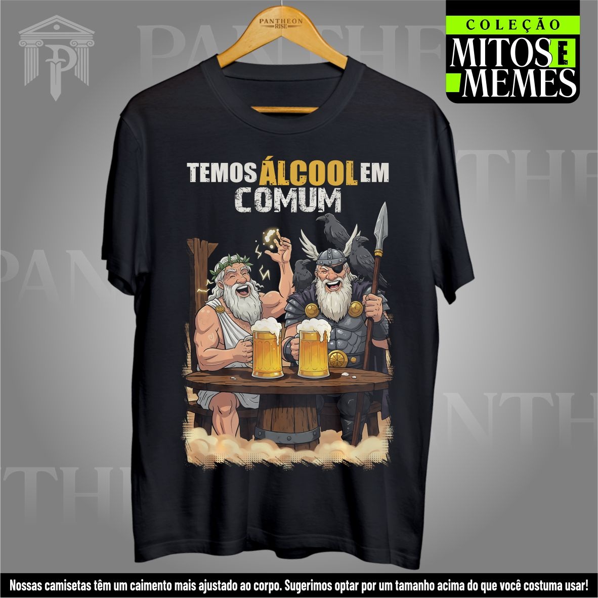 Nome do produto: Camiseta Unissex - Zeus e Odin tem álcool em comum!