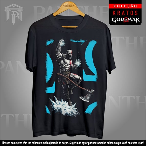 Camiseta Unissex God Of War - Kratos Invocando o Machado Leviatã