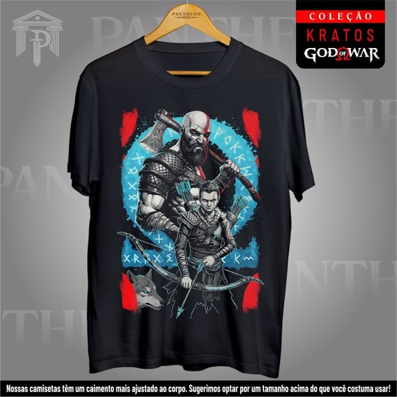 Camiseta Unissex - Kratos e Atreus em Combate