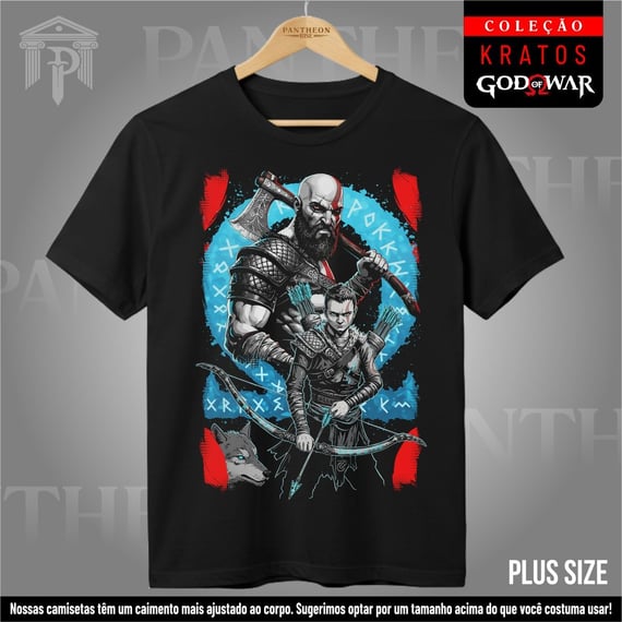Plus Size Unissex - Kratos e Atreus em Combate