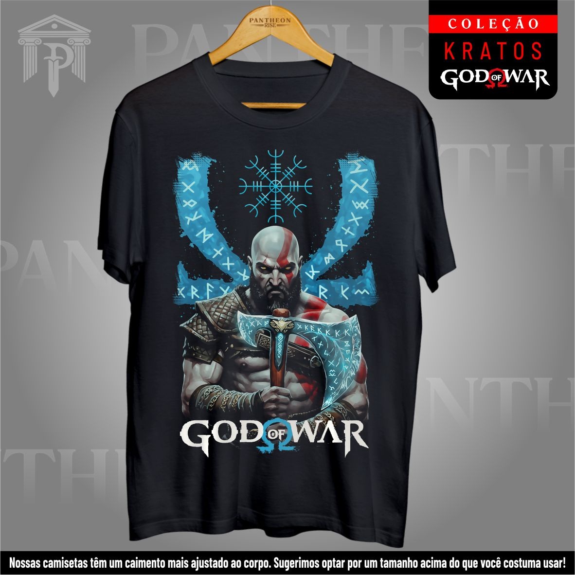 Nome do produto: Camiseta Unissex - Kratos e o Elmo do Terror