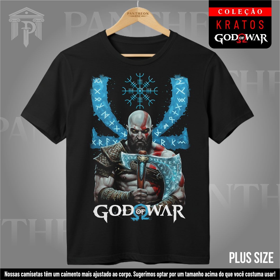 Nome do produto: Plus Size Unissex - Kratos e o Elmo do Terror