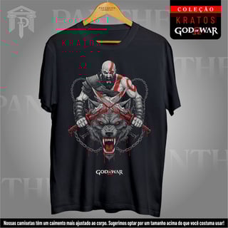 Camiseta Unissex - Kratos e Fenrir em Fúria