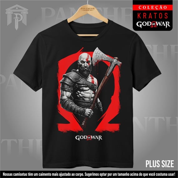 Plus Size Unissex - Kratos em Pose de Batalha