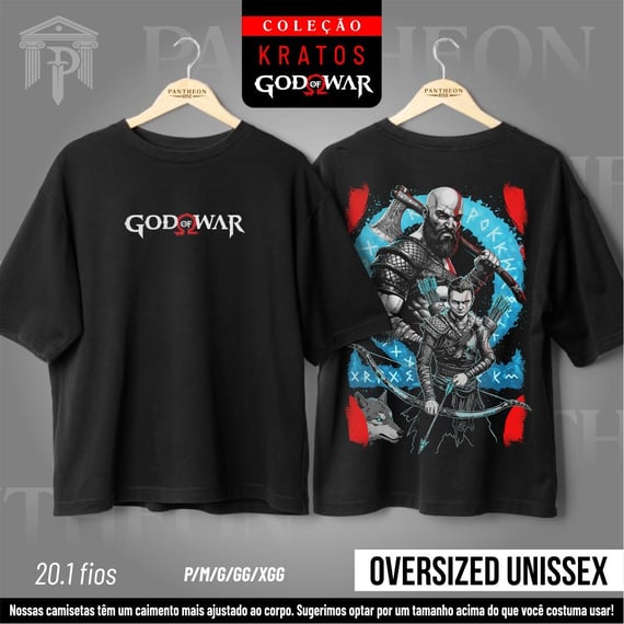 Oversized Unissex - Kratos e Atreus em Combate