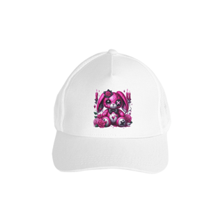 Nome do produtoBoné Americano com Tela – Urso Rosa Estilo Bruxa 
