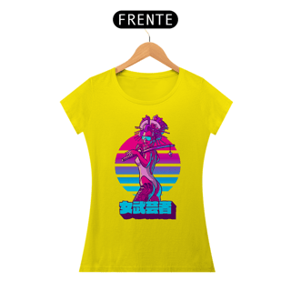 Camiseta Feminina Traje de Banho de Guerreira Feminina Estampa Japonesa
