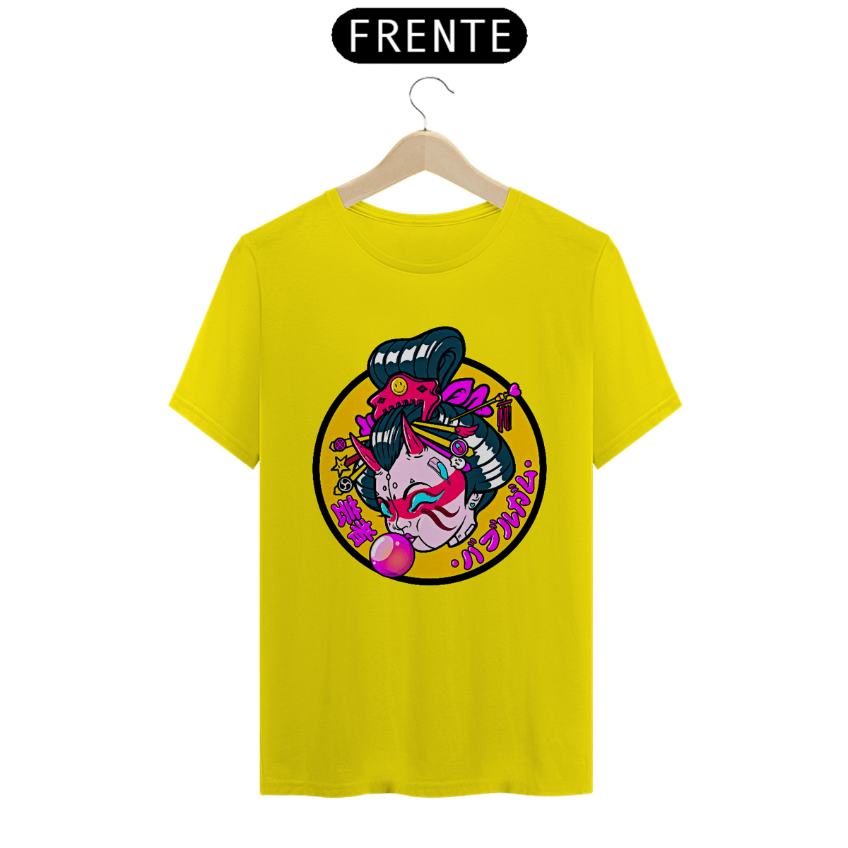 Nome do produto: Camiseta Gueixa bola de chiclete Estampa Japonesa