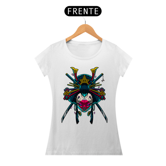 Camiseta Feminina Cyber Gueixa Estampa Japonesa