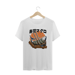 Camiseta Plus Size Sushi Atum Estampa Japonesa 