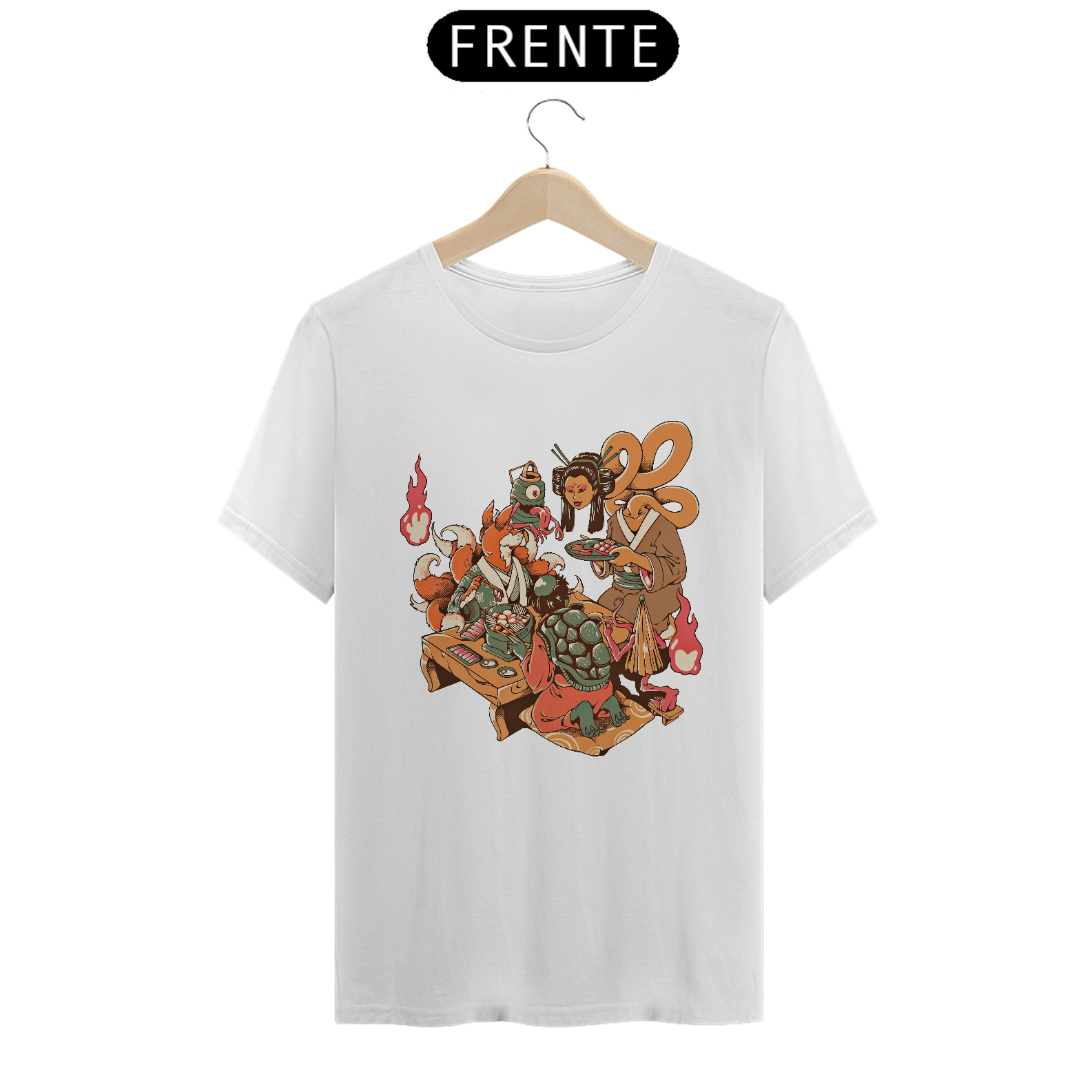 Camiseta Banquete Yokai Estampa Japonesa 