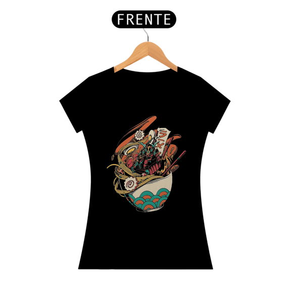 Camiseta Feminina Lámen Samurai Estampa Japonesa