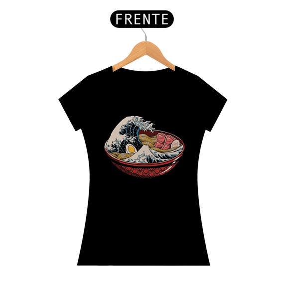 Camiseta Feminina Lámen Sabor Onda Estampa Japonesa