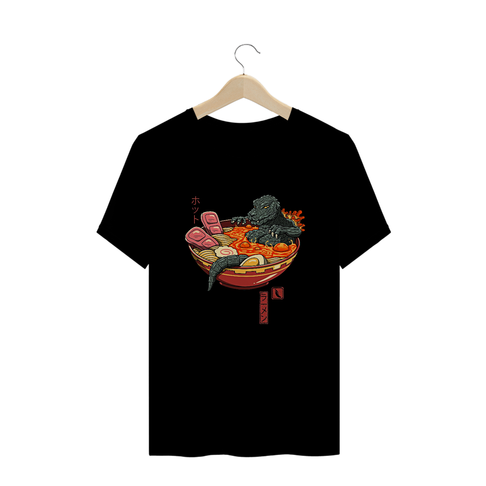 Camiseta Plus Size Godzilla Lámen Quente Estampa Japonesa 