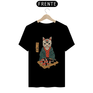 Camiseta Gato Sushi Estampa Japonesa