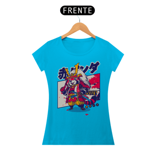 Nome do produto Camiseta Feminina Guaxinim Samurai Estampa Japonesa