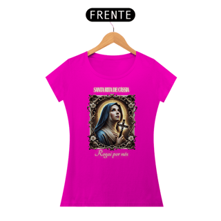 Nome do produto Baby Look Religiosa - Santa Rita de Cássia Rogai por Nós