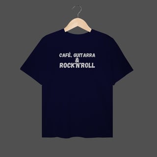 Nome do produto Camiseta Plus Size | Café, Guitarra & Rock'N'Roll