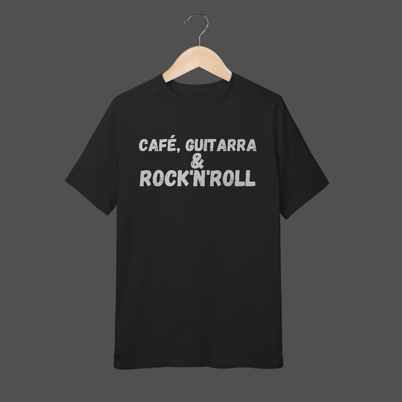 Camiseta Infantil (10 a 14) | Café, Guitarra & Rock'N'Roll