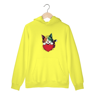 Nome do produto Moletom Canguru com Bolso e Capuz Estampa  Coracao Namorados