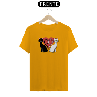Nome do produto T-shirt Classic com Estampa silhueta Coracao 2 Gatos 