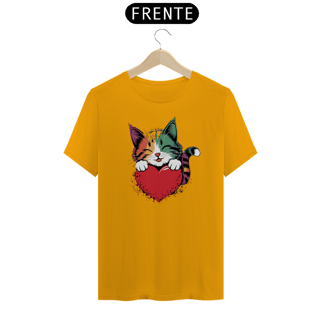 Nome do produto T-Shirt Quality Estampa de um Gato Coracao Namorados