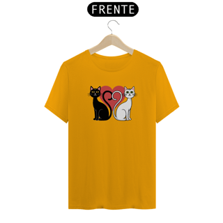 Nome do produto T-Shirt Quality Estampa Silhueta Dois Gatos Preto e Branco