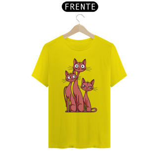 Nome do produto T-shirt Classic com Estampa de 3 Gatos Estilizado Expressoes