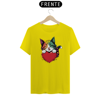 Nome do produto T-Shirt Classic Estampa de um Gato com Coracao