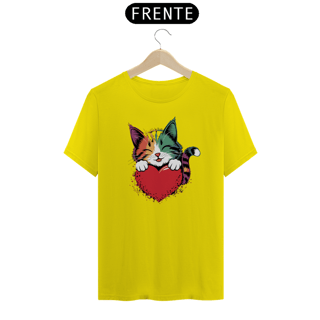 Nome do produto T-Shirt Quality Estampa de um Gato Coracao Namorados