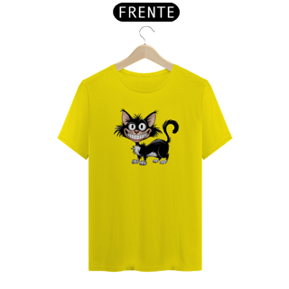 Nome do produto T-Shirt Quality Estampa de um gato Preto Sorridente