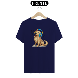 Nome do produto T-Shirt Classic Estampa de um Cao golden retriever Musica