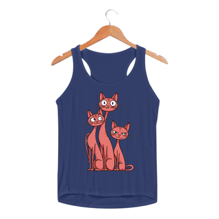 Nome do produto Regata Feminina Sport Dry UV estampa 3 gatos esbeltos laranja