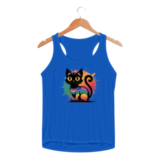 Nome do produto Regata Feminina Sport Dry UV Gato preto Arco-íris 