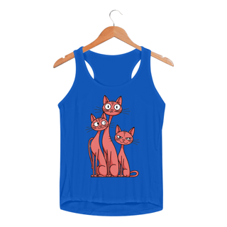 Nome do produto Regata Feminina Sport Dry UV estampa 3 gatos esbeltos laranja