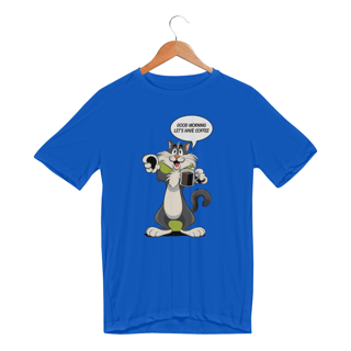 Nome do produto Camiseta Sport Dry UV Estampa Bom-dia Gato Preto Café 