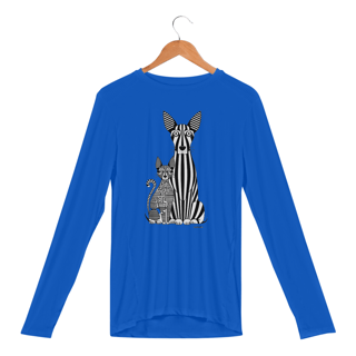 Nome do produto Camisa Manga Longa Sport Dry UV Estampa Gato Cão Linhas