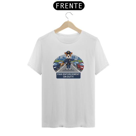 T-Shirt Classic com Estampa de Cao Policial  no Transito