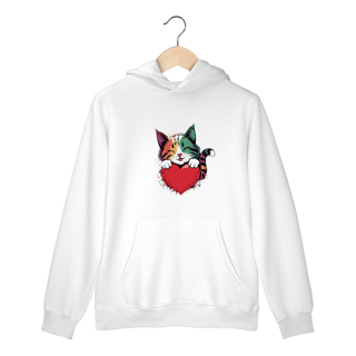 Nome do produto Moletom Canguru com Bolso e Capuz Estampa  Coracao Namorados