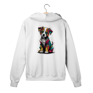 Nome do produto Moletom com Ziper, Bolso e Capuz Estampa Cachorro Cubismo